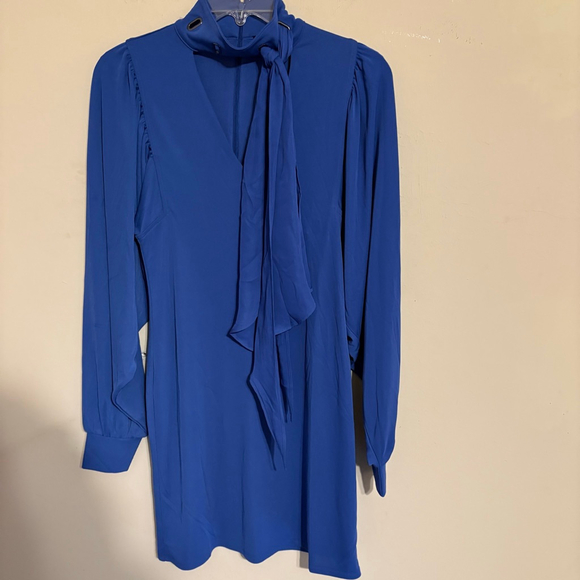 White House Black Market Blue Scarf Neck Shift Dress XS - Picture 10 of 16